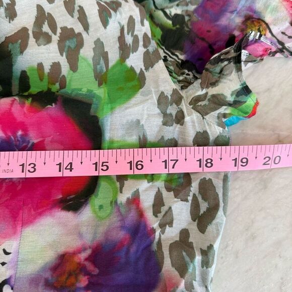 Hauber silk blend floral water colors dress with belt size M - Picture 6 of 8